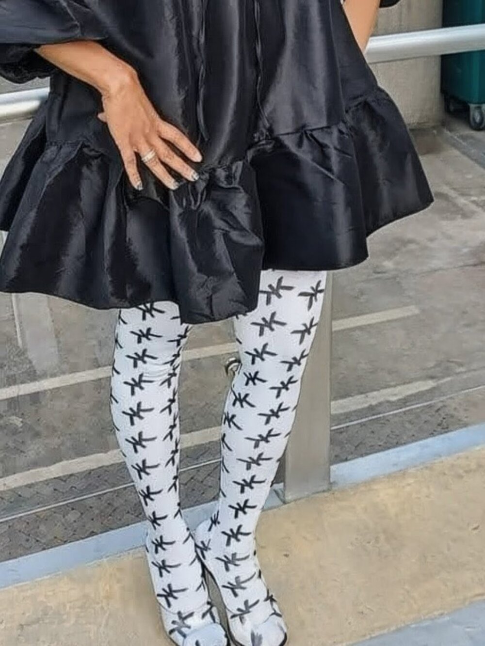 Deadstock Women's Black or White All Over Print Tights
